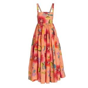 Farm Rio Floral Sea Midi Dress Colorful‎ Tropical Open Back Medium